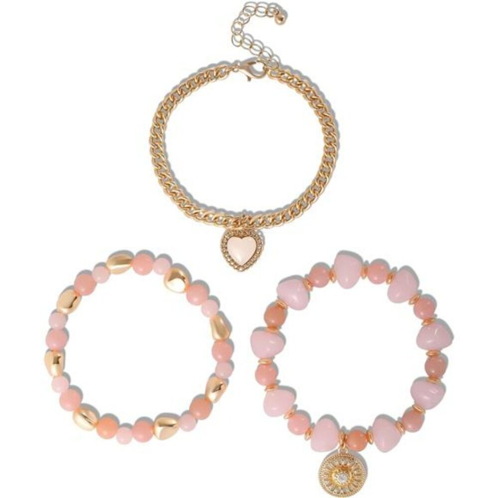 Gold charm bracelet set for women acrylic beaded stackable fashion jewelry